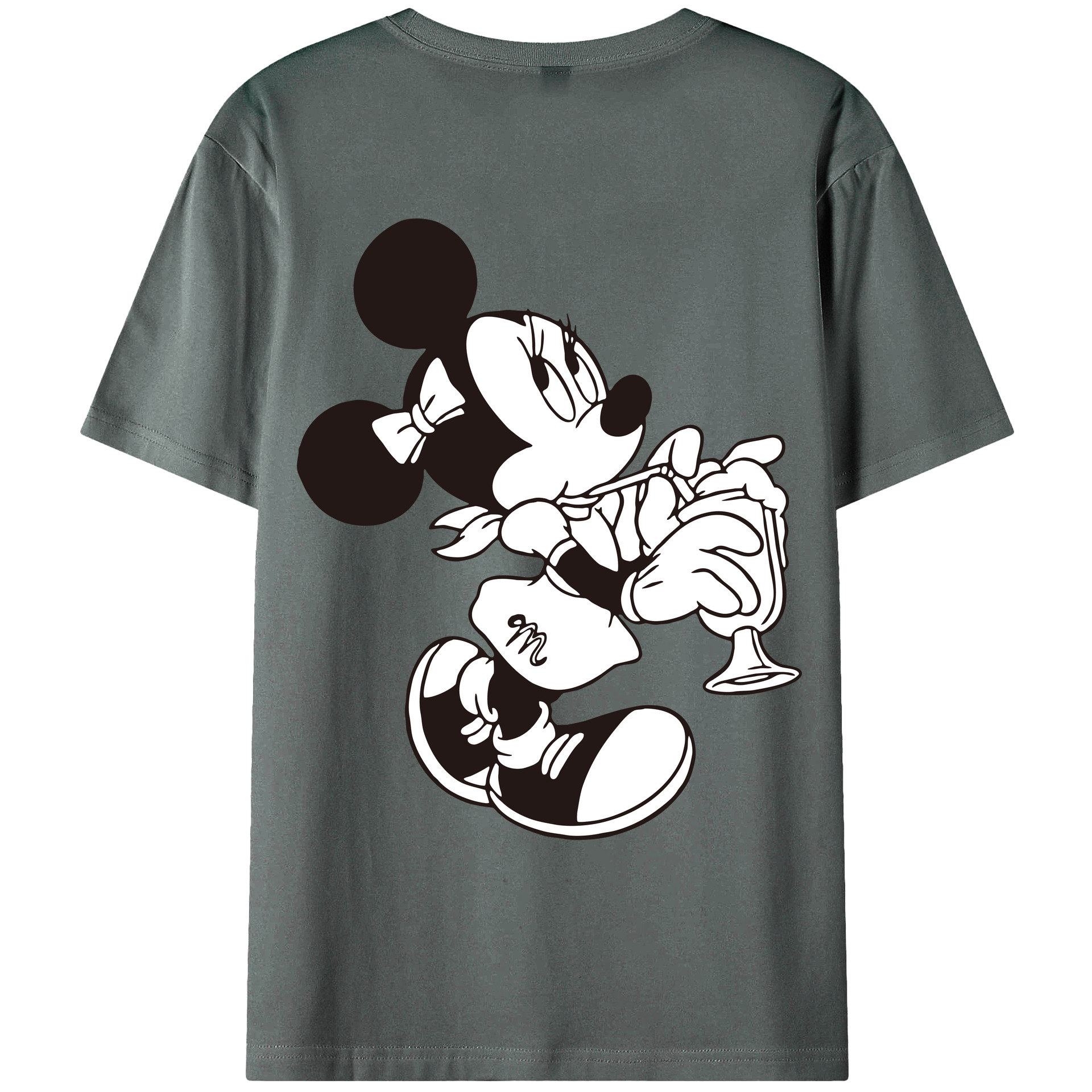 ミッキーマウス Mickey Mouse 綿100％ メンズ半袖Tシャツ（バックプリント） 通気性